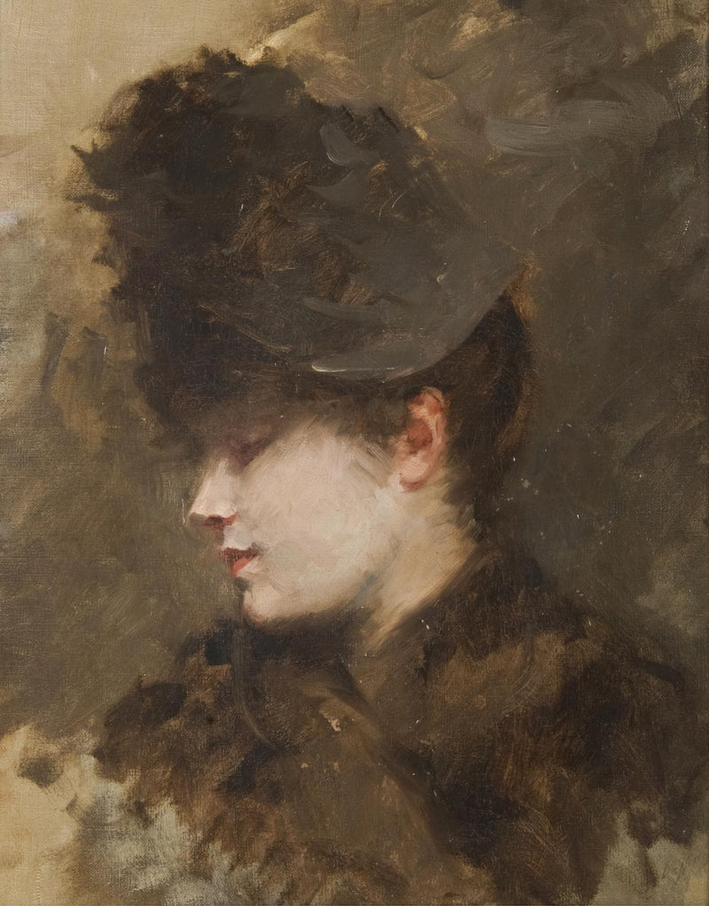 Kvinnohuvud med hatt, profil - Giuseppe De Nittis