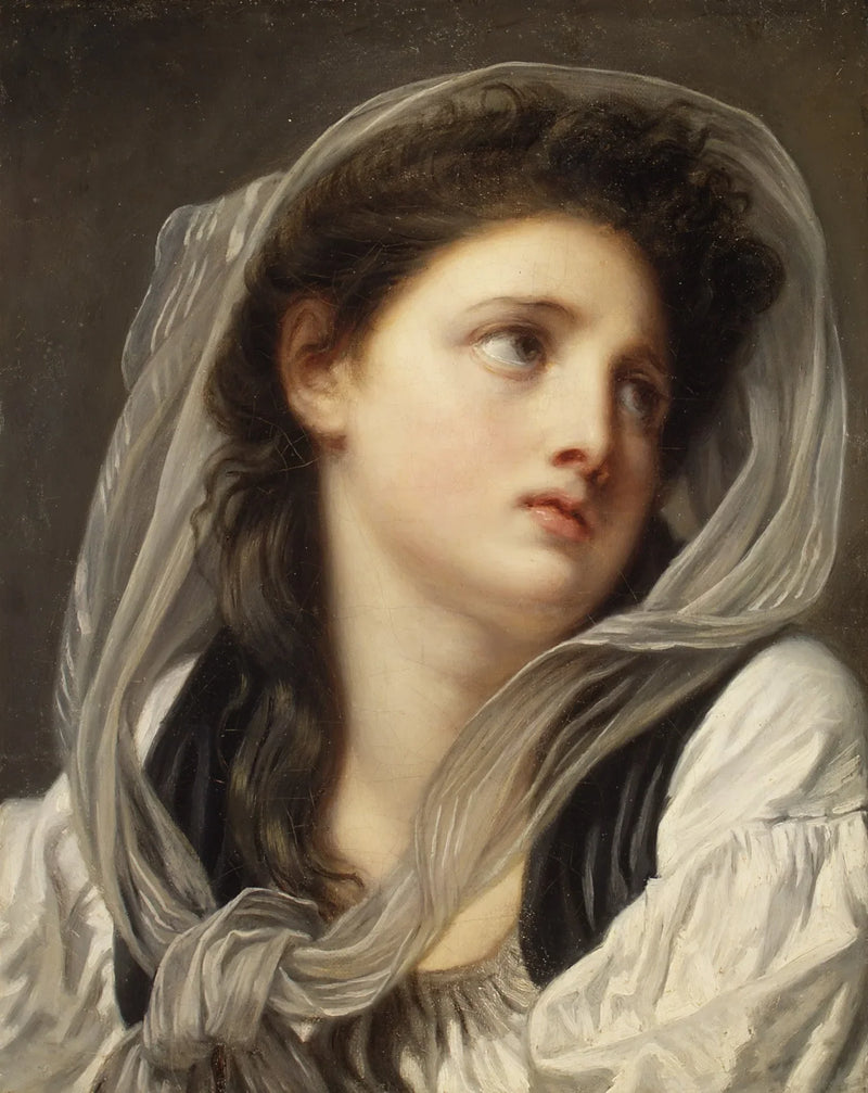Ung kvinna huvud - Jean-Baptiste Greuze