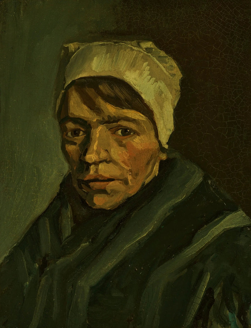 Bondhustruhuvud med vit mössa - Vincent van Gogh