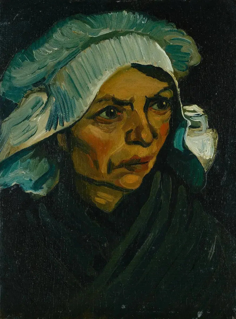 Bondhustruhuvud med vit mössa - Vincent van Gogh