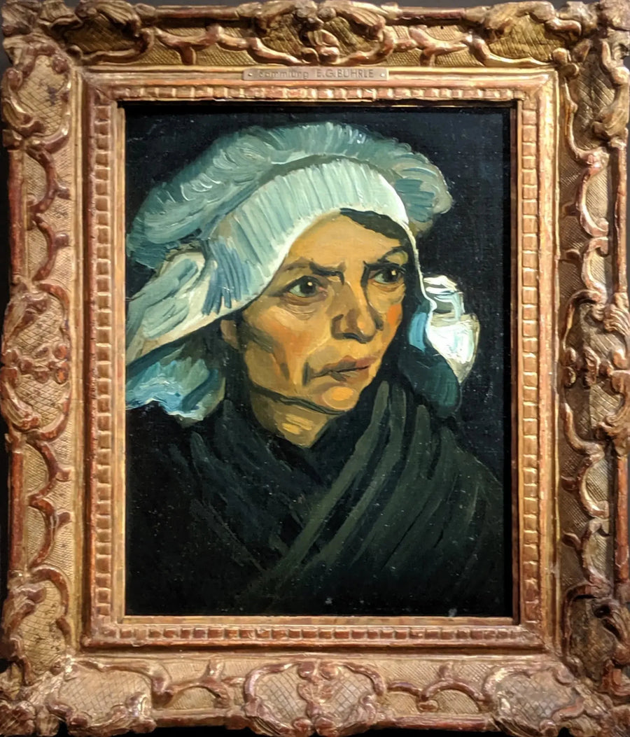 Bondhustruhuvud med vit mössa - Vincent van Gogh