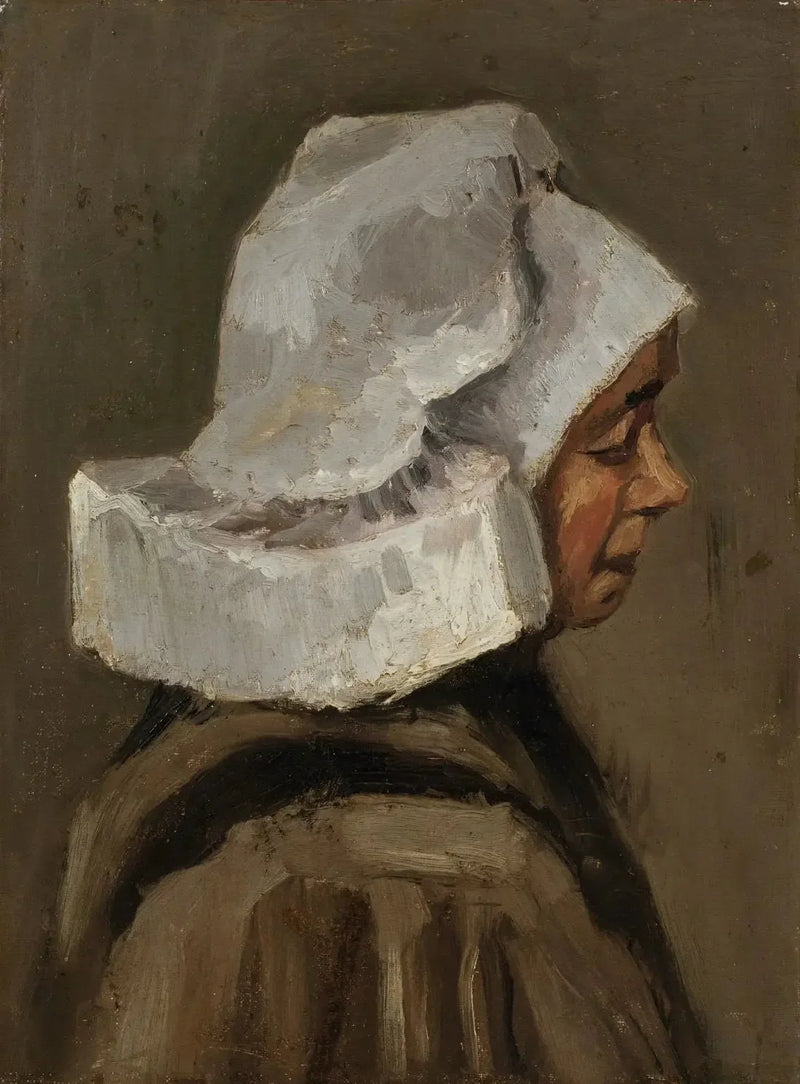 Bondhustruhuvud med vit mössa - Vincent van Gogh