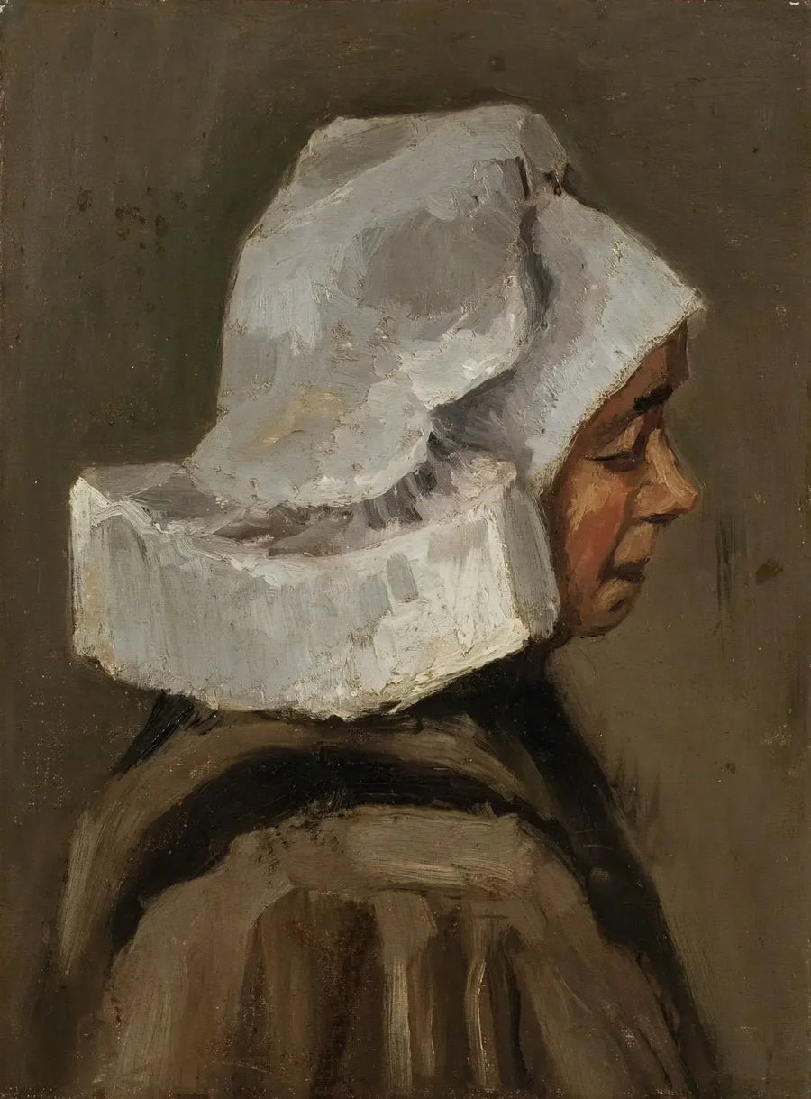 Bondhustruhuvud med vit mössa - Vincent van Gogh