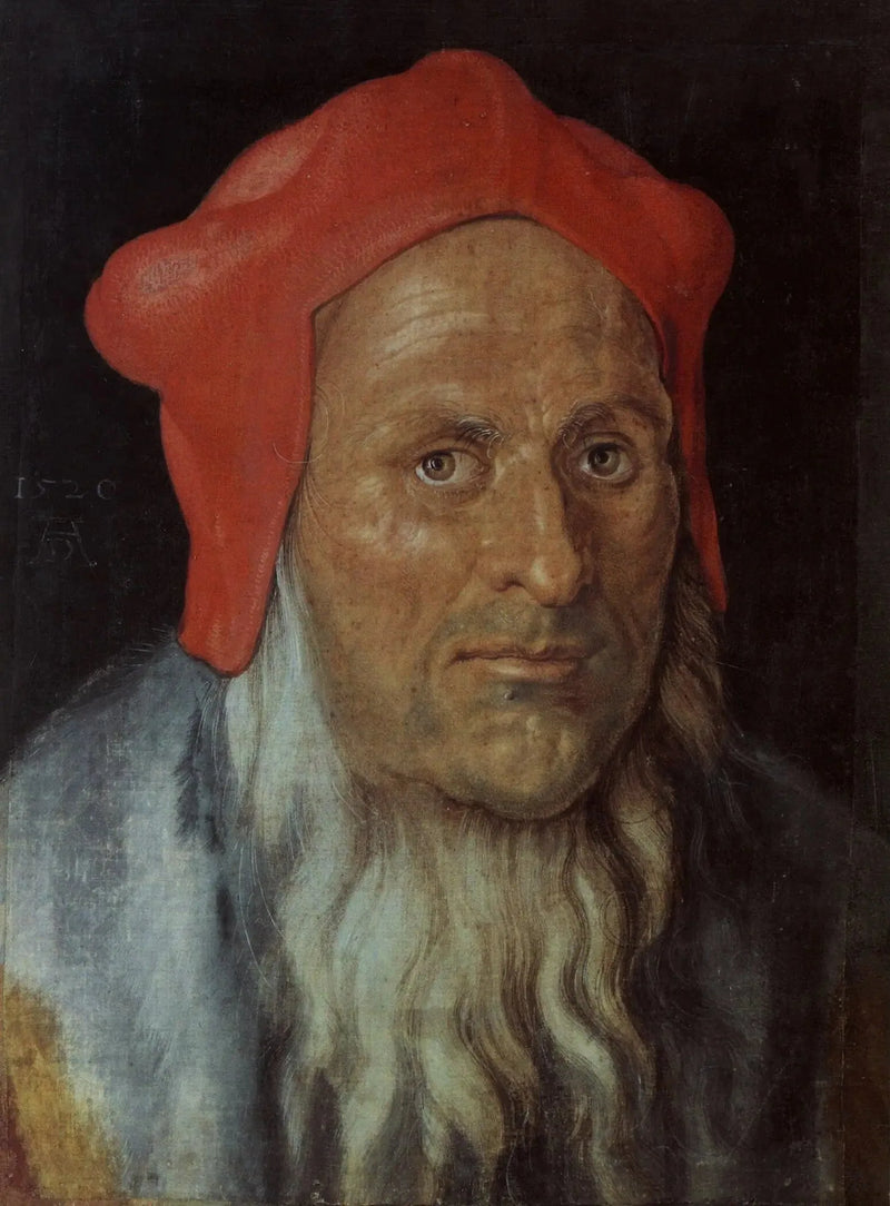 Äldre mans huvud med röd mössa - Albrecht Dürer