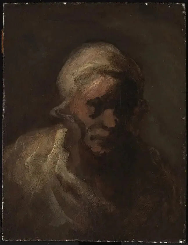 Äldre kvinnas huvud - Honoré Daumier