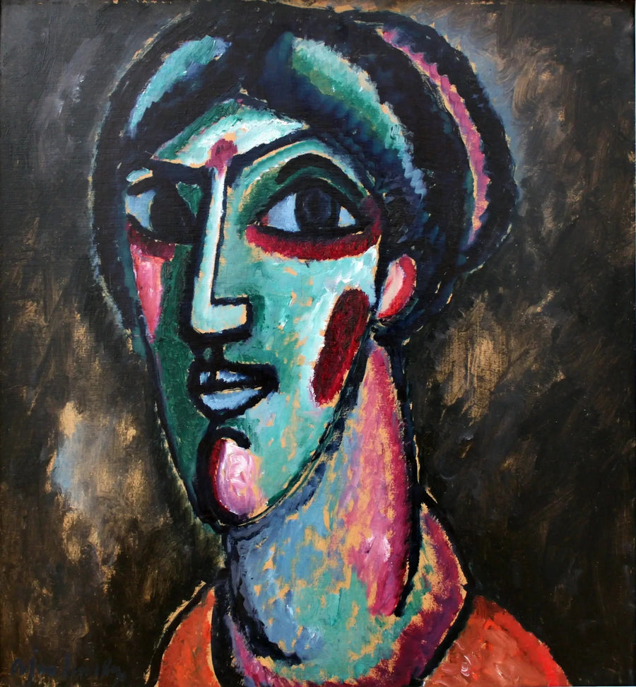 Svart och grön huvud - Alexej von Jawlensky