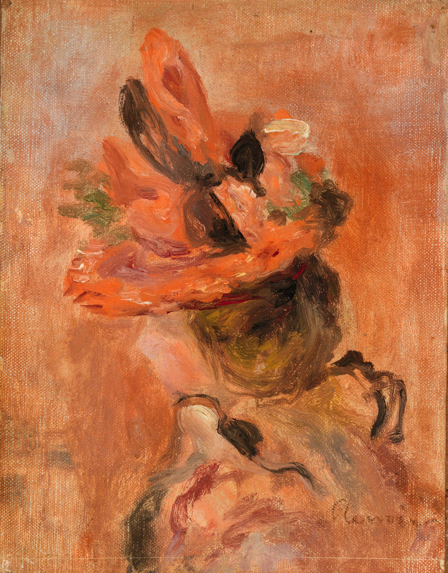 Kvinnohuvud med röd hatt - Pierre-Auguste Renoir
