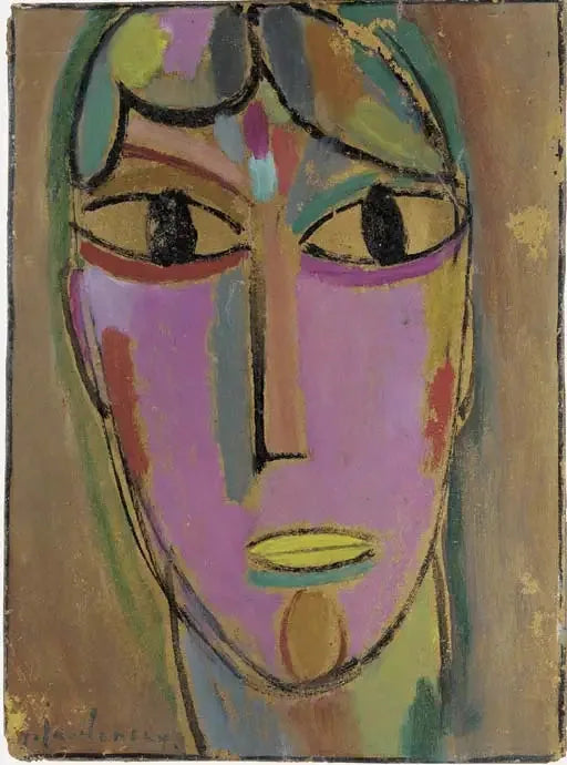 Mystisk huvud: Kvinnohuvud - gul mun - Alexej von Jawlensky