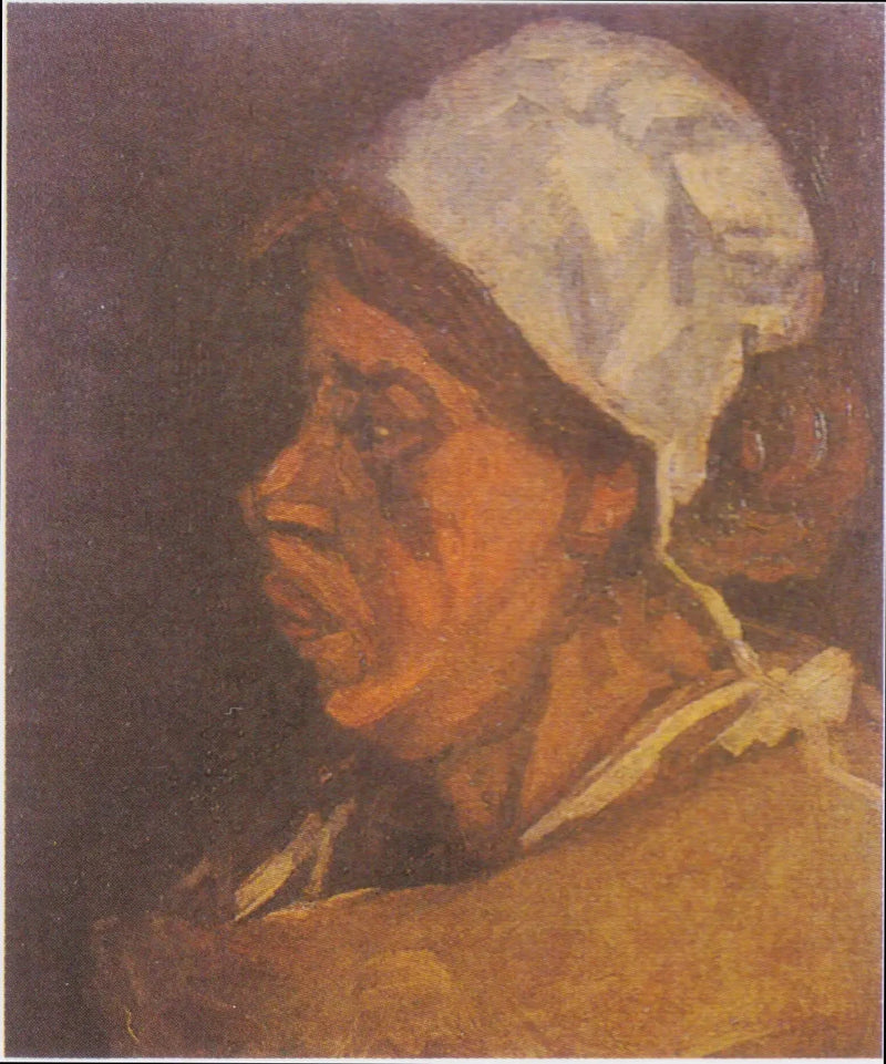 Bondhustruhuvud med vit mössa - Vincent van Gogh