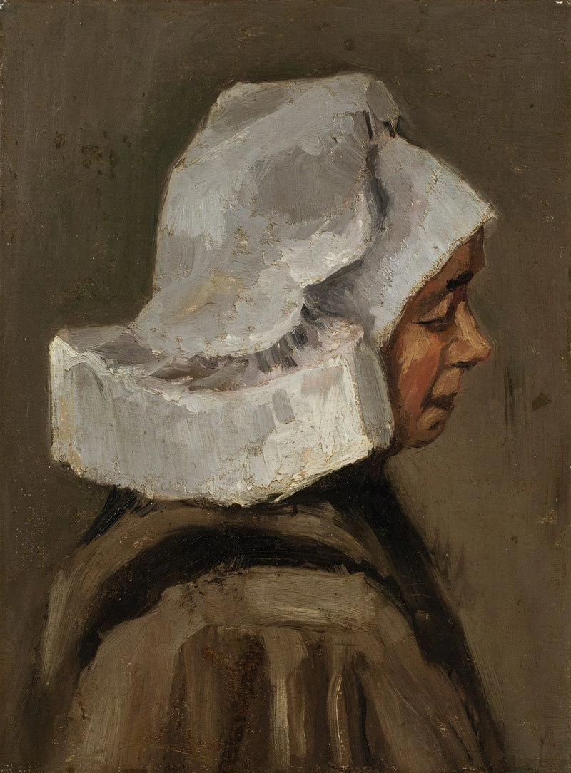 Bondhustruhuvud med vit mössa - Vincent van Gogh