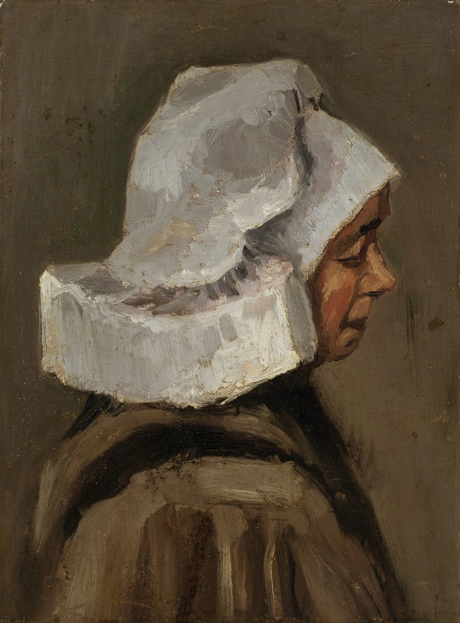 Bondhustruhuvud med vit mössa - Vincent van Gogh