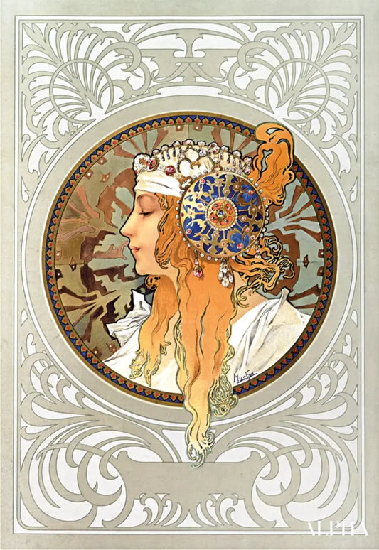 Têtes Byzantines : Blonde - Mucha - Reproductions de tableaux et peintures haut de gamme