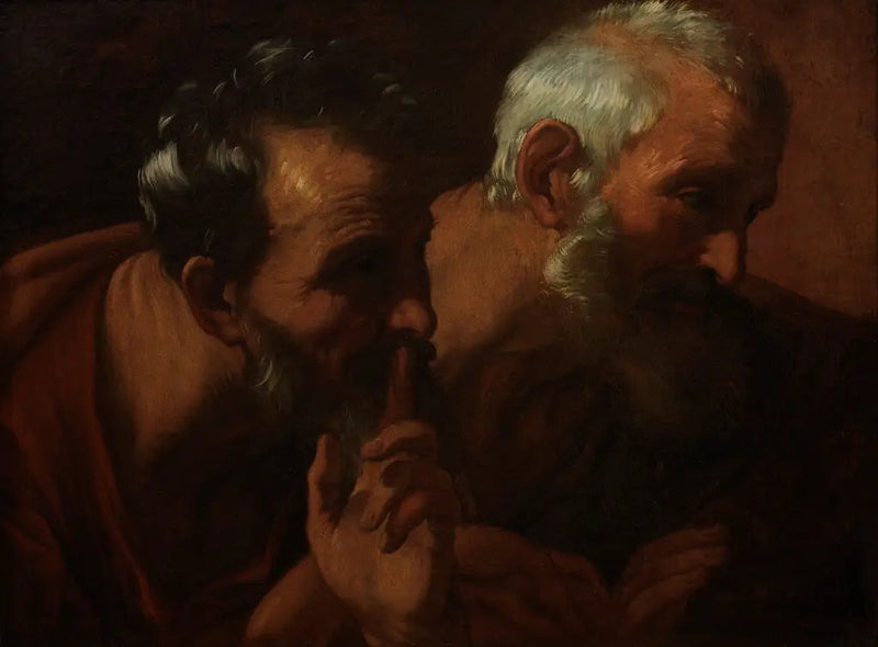 Två äldre mäns huvuden (fragment av Suzanne och de äldre) - Guido Reni