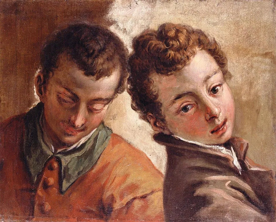 Sidobyggda huvuden av en ung man och en pojke - Sebastiano Ricci