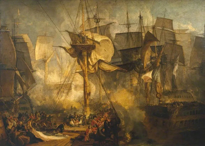 Slaget vid Trafalgar, sett från Mizen styrbords riggar av Victory - J. M. W. Turner