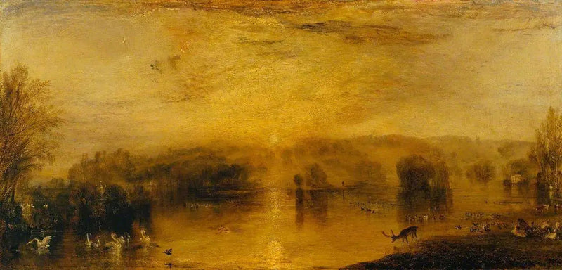 Sjön, Petworth: Solnedgång, en älg som dricker - J. M. W. Turner