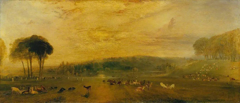 Sjön, Petworth: Solnedgång, Stridande rådjur - J. M. W. Turner