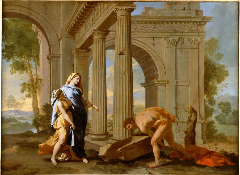 Theseus återfinner sin fars svärd - Nicolas Poussin