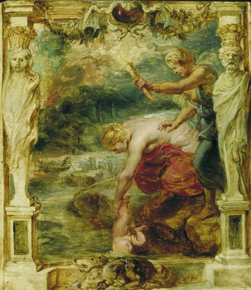 Thétis sänker barnet Achilles i Styx-floden - Peter Paul Rubens
