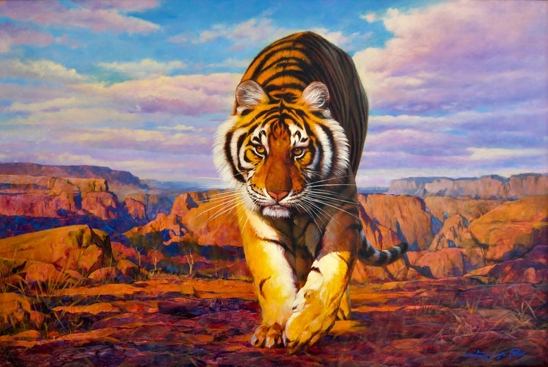 Tiger på jakt | 150 x 100 cm