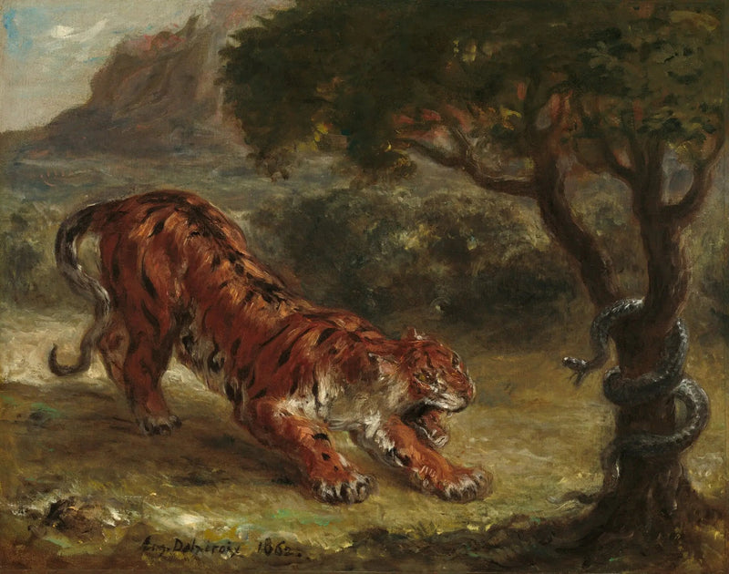 Tiger och orm - Eugène Delacroix