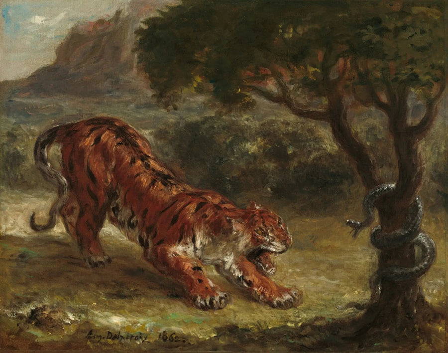 Tiger och orm - Eugène Delacroix