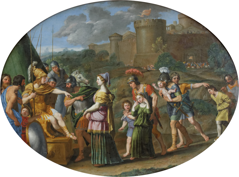 Timoclée fångad förd framför Alexander - Domenichino