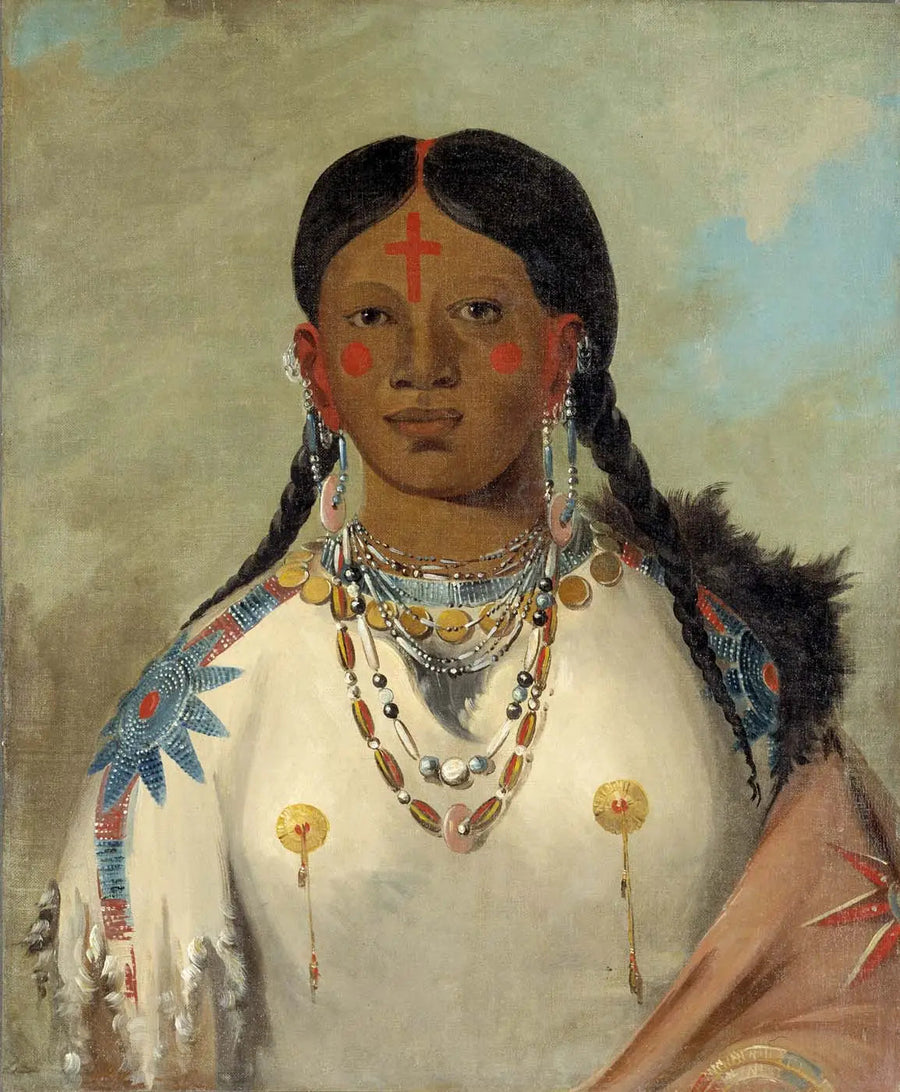Tís-se-wóo-na-tís, Den som badar knäna, hustru till ledaren - George Catlin