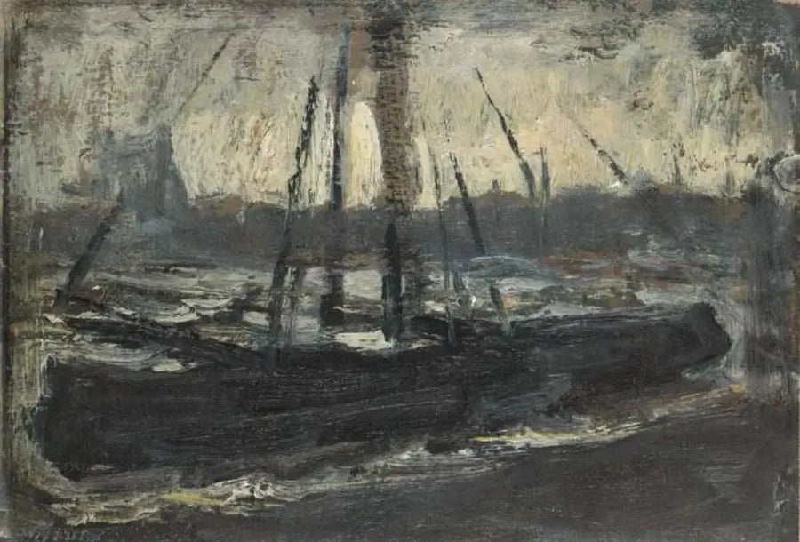 Tjalk förtöjd i lila - Piet Mondrian