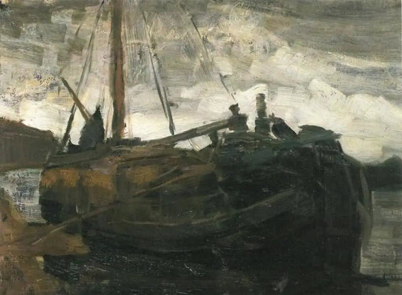 Tjalk förtöjd - Piet Mondrian