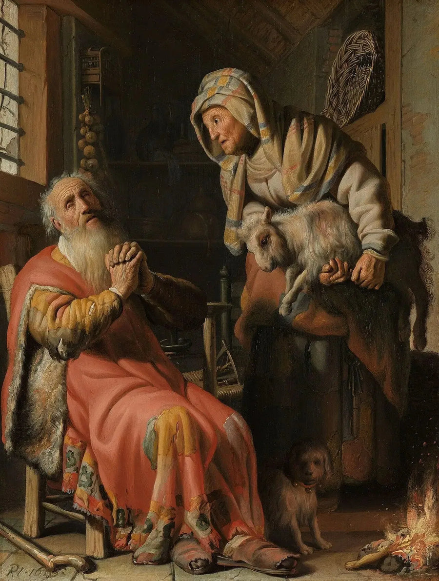 Tobias och Anna med en liten get - Rembrandt