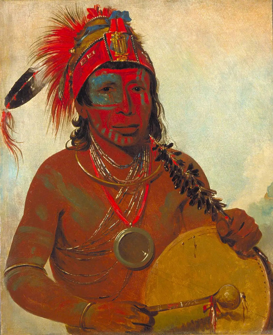 Tóh-to-wah-kón-da-pee, Blå medicin, en helare från gruppen Ting-ta-to-ah - George Catlin