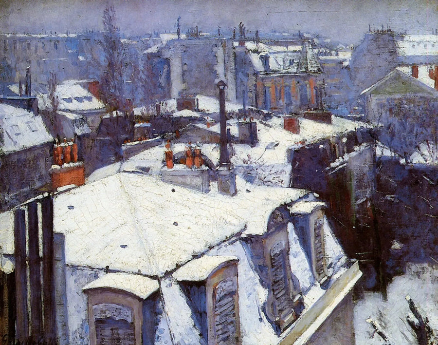 Snöklädda tak - Gustave Caillebotte