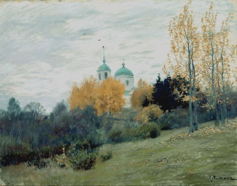 Paysage d'automne avec l'église d'Ostrovno - Isaac Levitan