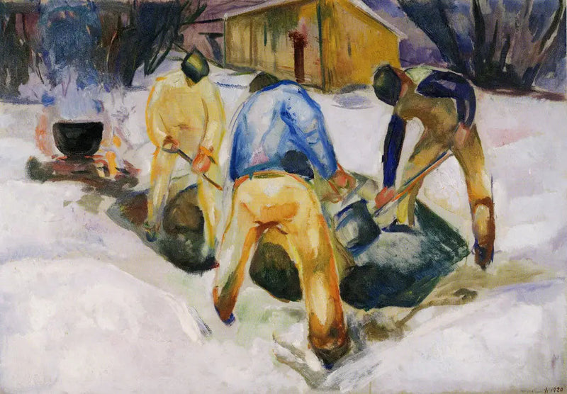 Gatumedarbetare i snön - Edvard Munch