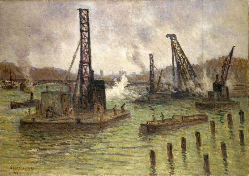 Arbeten på Seine, vid Saints-Pères-bron - Maximilien Luce