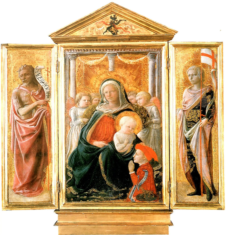 Triptyk av Madonna av ödmjukhet med helgon - Fra Filippo Lippi