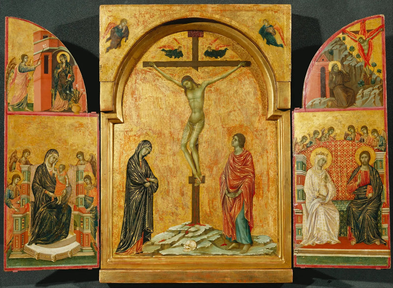 Triptyk: Korsfästelsen och andra scener - Duccio di Buoninsegna