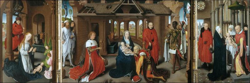 Triptyk av Tydningen av de vise männen - Hans Memling