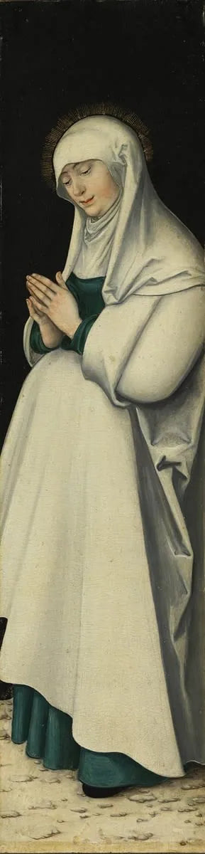Triptyk av Korsfästelsen: Jungfrun i bön - Lucas Cranach den äldre