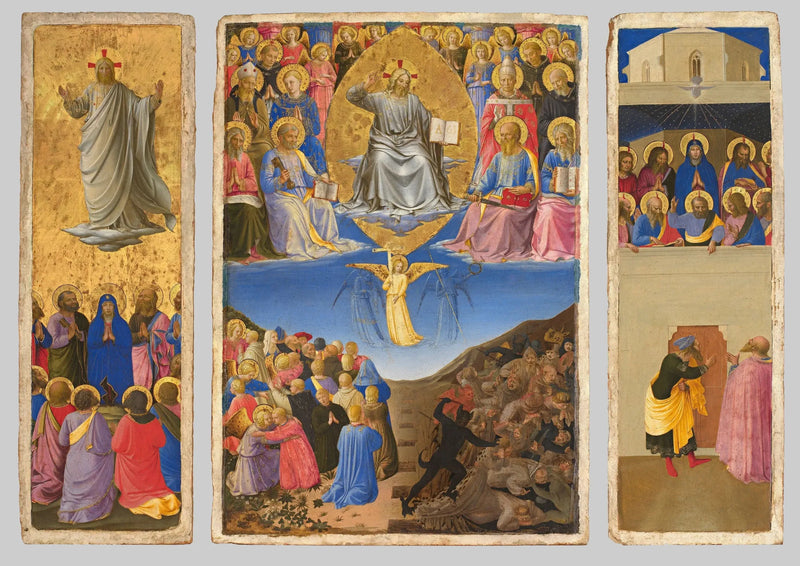 Triptyk av Domedagen, Uppstigningen och Pingsten - Fra Angelico
