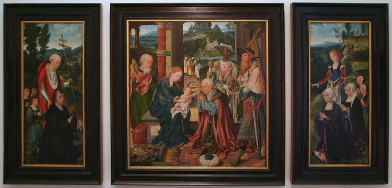 Triptyk som föreställer Trettondedagens tillbedjan - Joos van Cleve