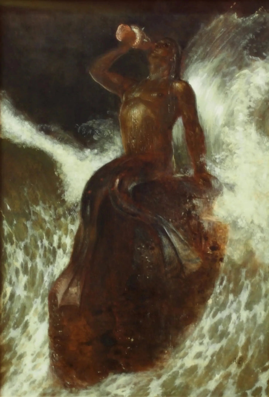 Triton som blåser genom en snäcka i vågorna - Arnold Böcklin