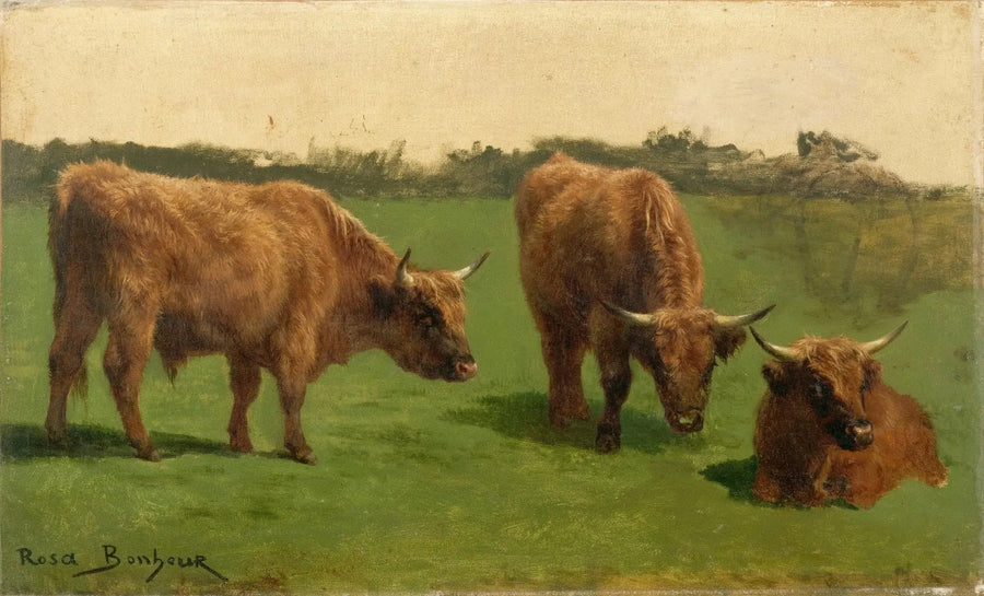 Tre röda oxar på betet - Rosa Bonheur