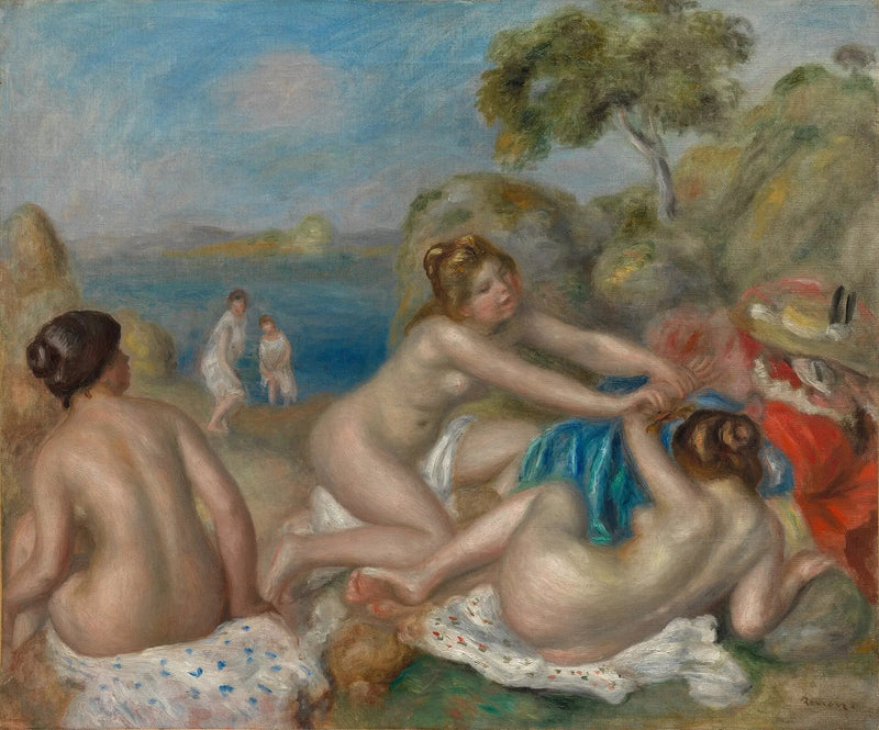 Tre badande med krabba - Pierre-Auguste Renoir
