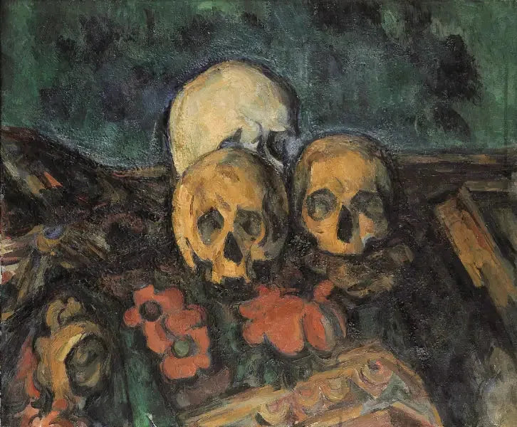 Tre skallar på en orientmatta - Paul Cézanne