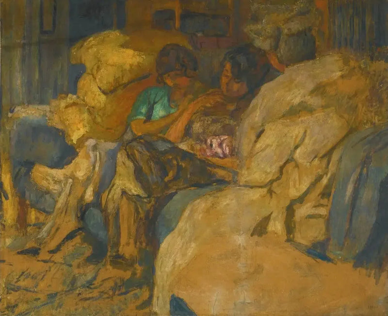 Tre kvinnor på en soffa vid Clos Cézanne - Édouard Vuillard