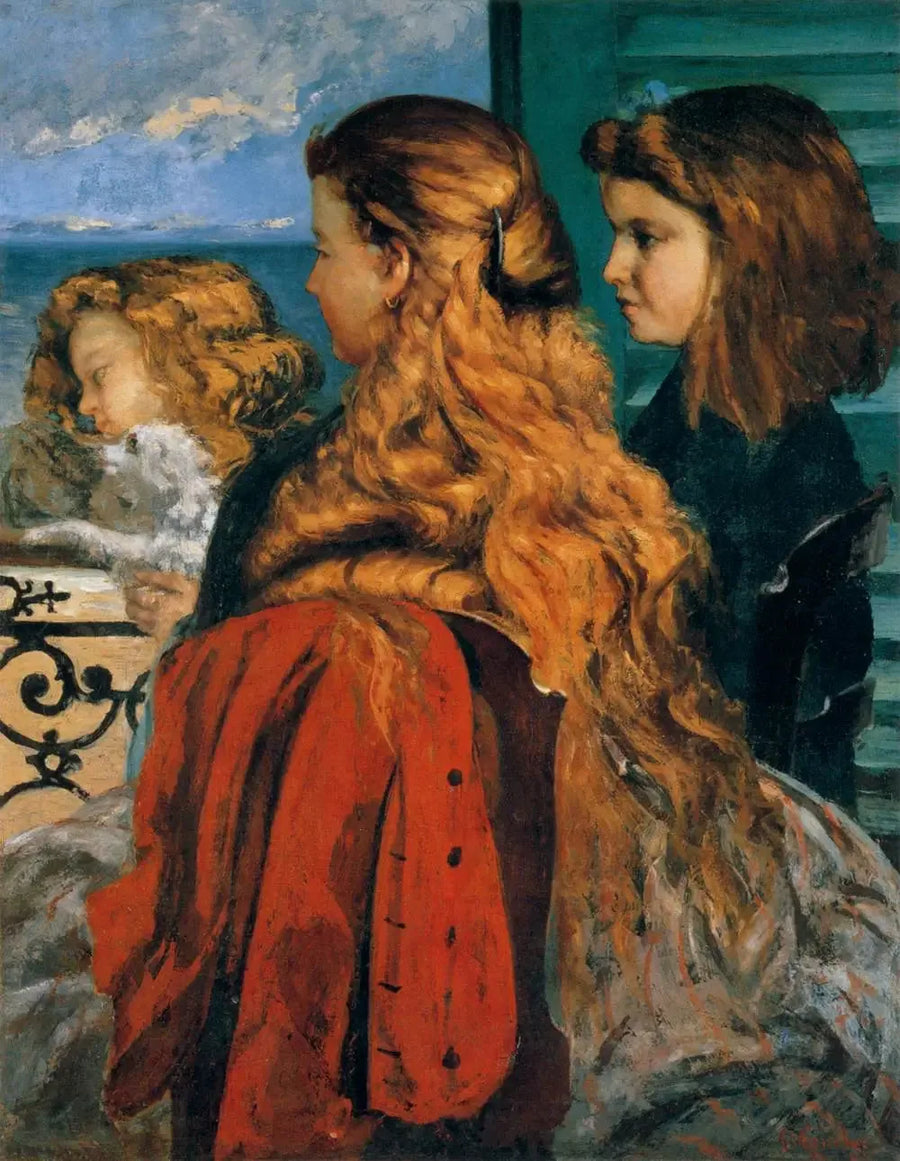 Tre unga engelskor vid ett fönster - Gustave Courbet