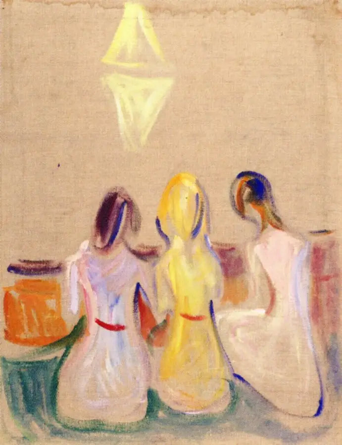 Tre unga kvinnor som sitter - Edvard Munch