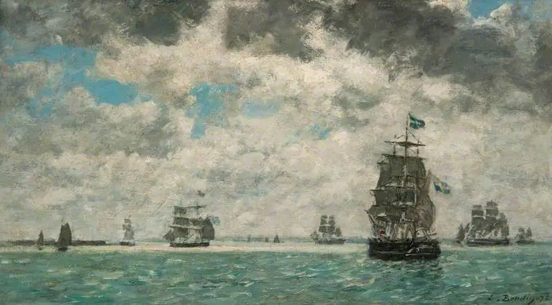 Tre-master framför Antwerpen - Eugène Boudin